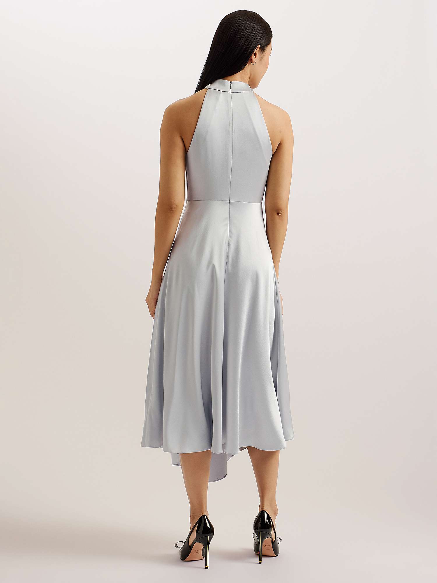 Buy Ted Baker Masae Twist Halterneck Midi Dress, Light Grey Online at johnlewis.com