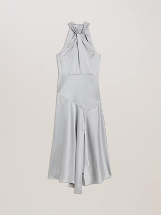 Ted Baker Masae Twist Halterneck Midi Dress, Light Grey