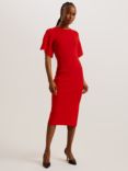 Ted Baker Raelea Rib Engineered Bodycon Midi Dress, Red