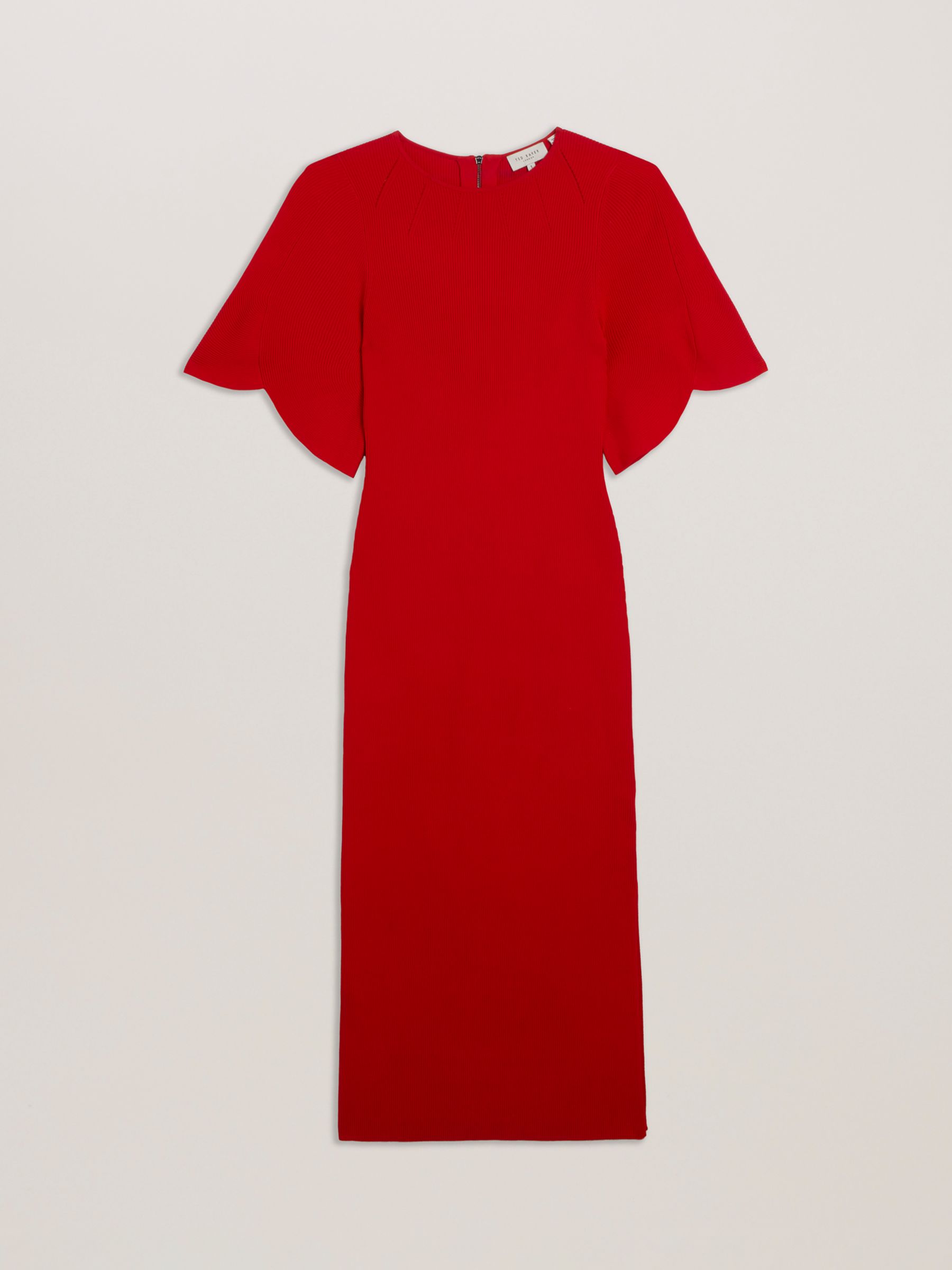 Ted Baker Raelea Rib Engineered Bodycon Midi Dress, Red, 6