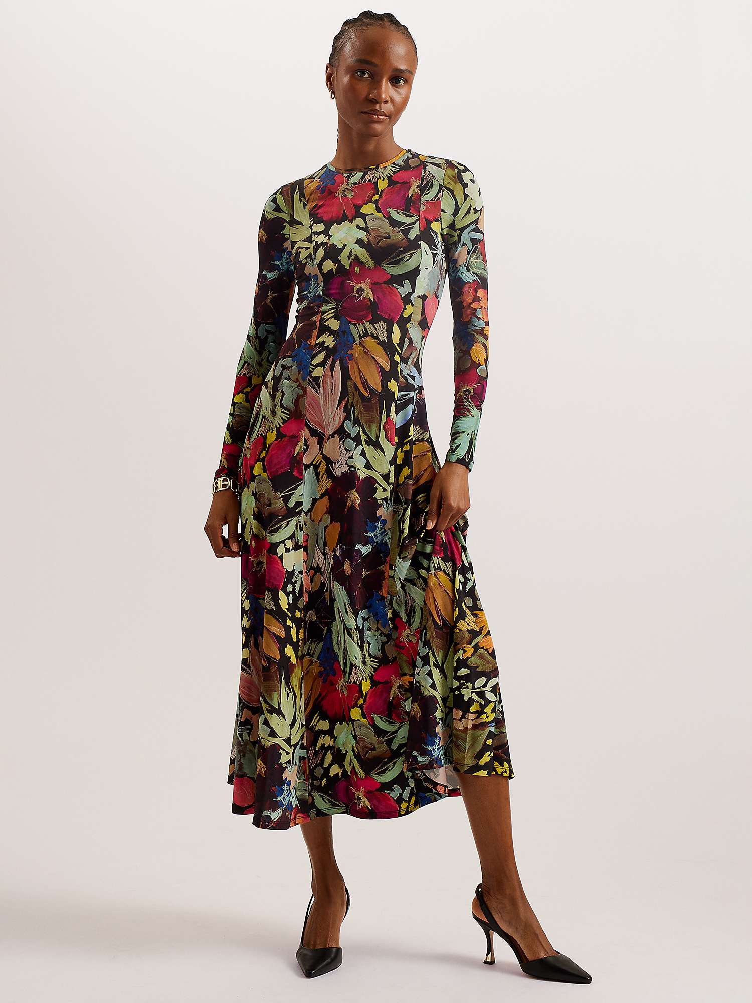 Buy Ted Baker Alexann Abstract Print Jersey Midi Dress, Black/Multi Online at johnlewis.com