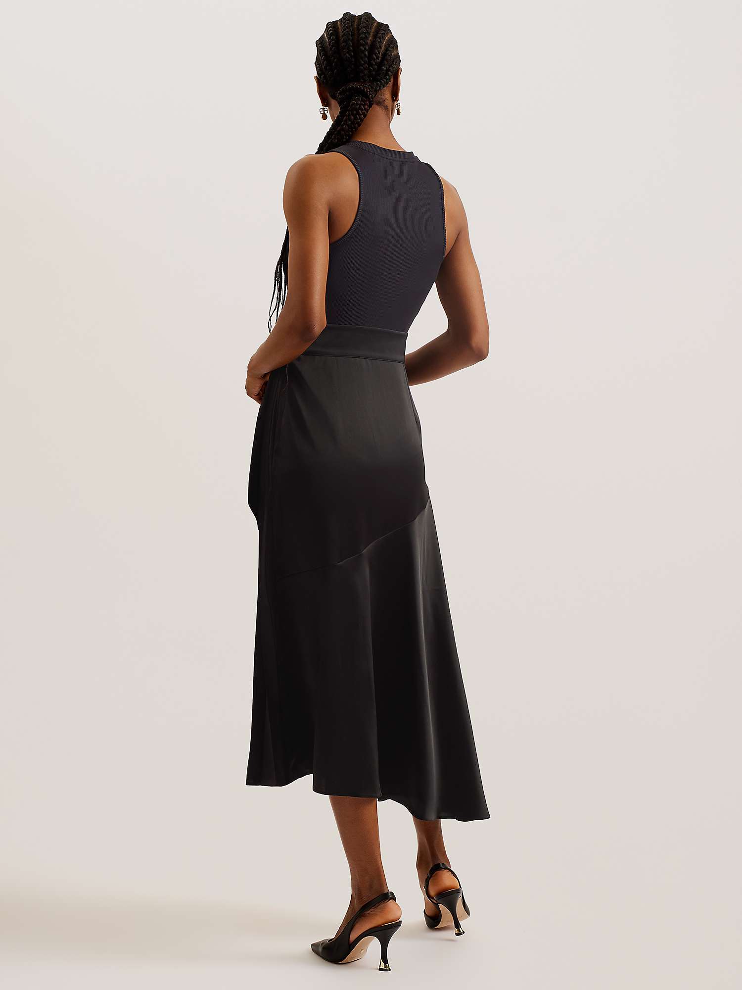 Buy Ted Baker Wiiloww Satin Skirt Midi Dress, Black Online at johnlewis.com