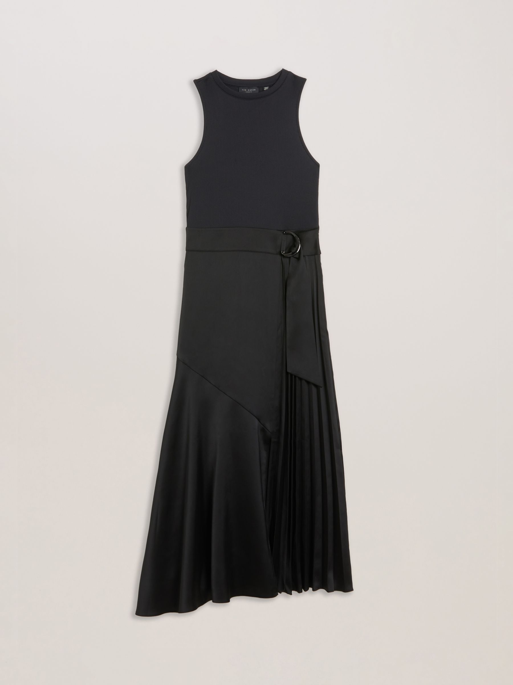 Ted Baker Wiiloww Satin Skirt Midi Dress, Black at John Lewis & Partners