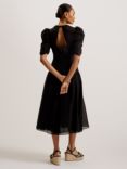 Ted Baker Tatsu Puff Sleeve Midi Dress, Black, Black