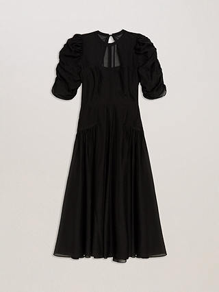 Ted Baker Tatsu Puff Sleeve Midi Dress, Black