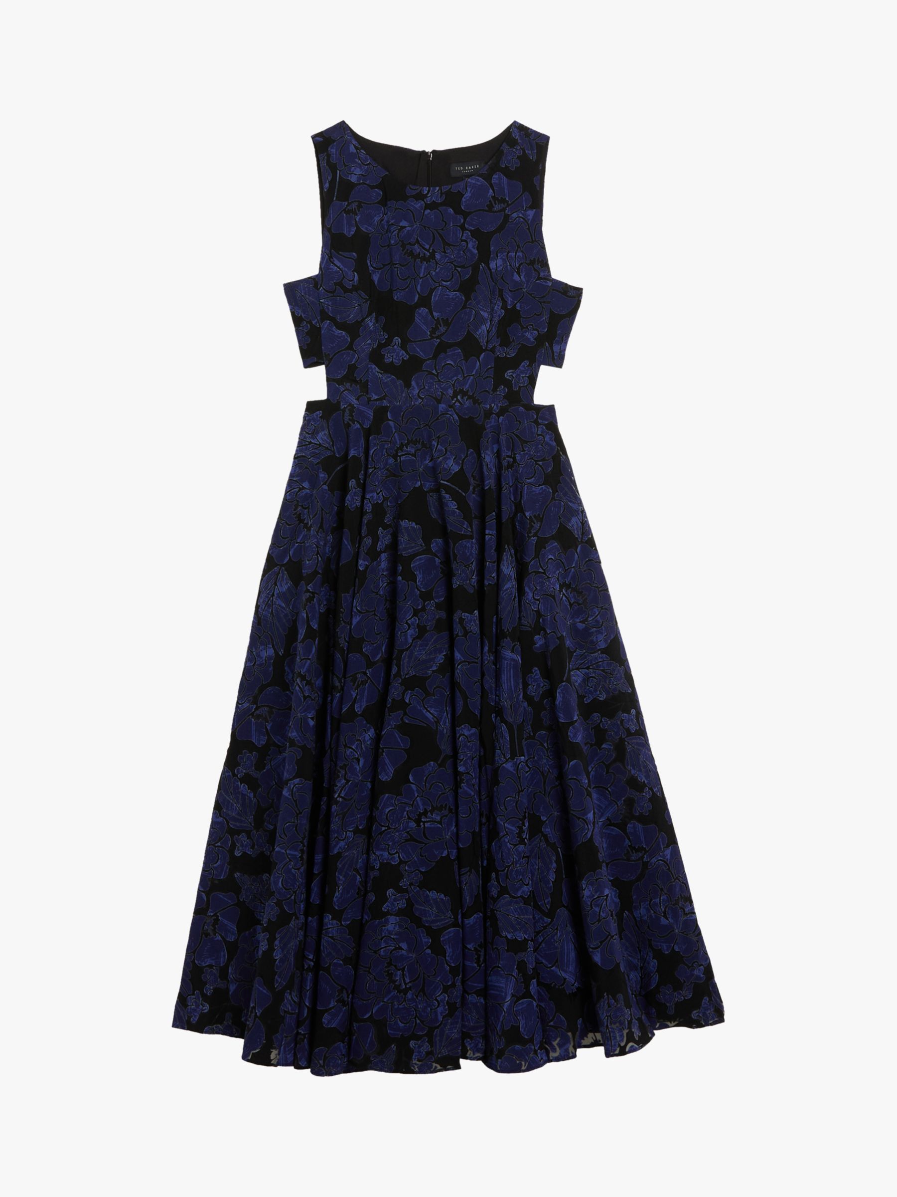 Buy Ted Baker Occhito Textured Floral Print Cut Out Midi Dress, Navy Online at johnlewis.com