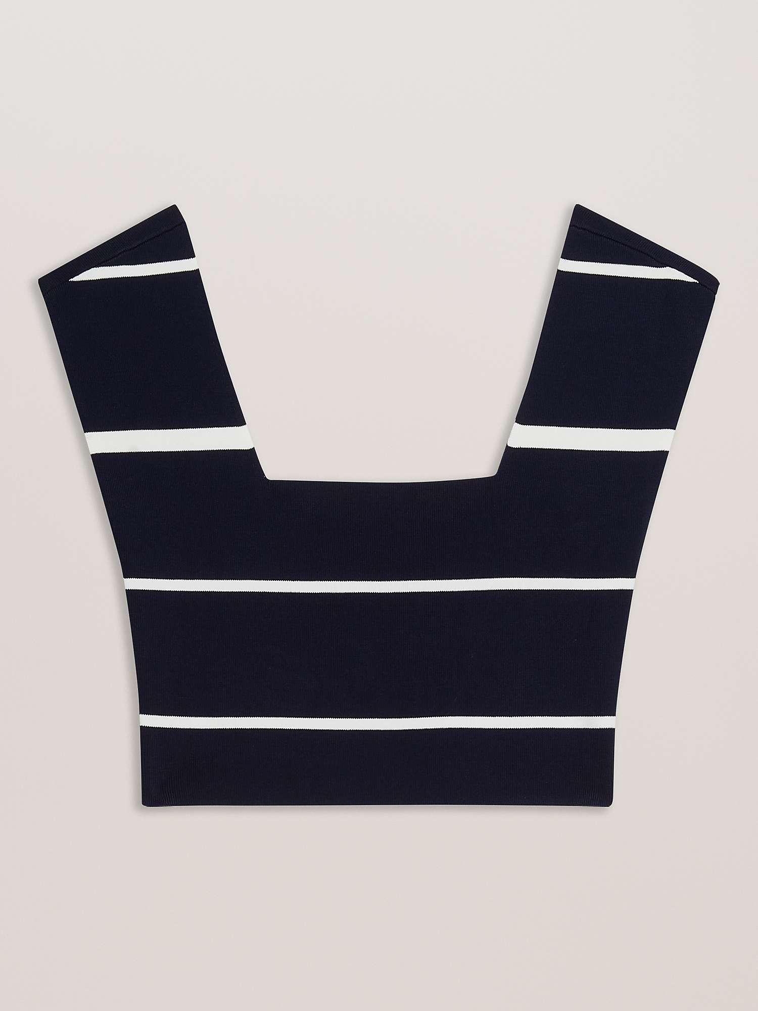 Buy Ted Baker Ellle Square Neck Rib Knit Cropped Top, Navy/Ivory Online at johnlewis.com