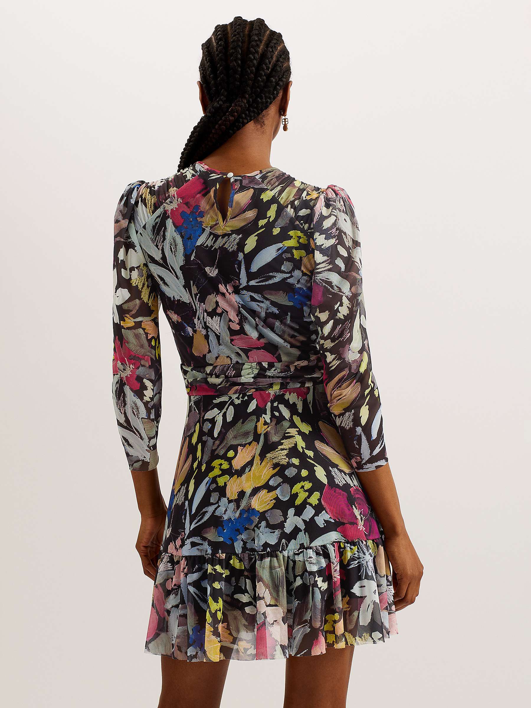 Buy Ted Baker Payslyy Mesh Mini Dress, Black/Multi Online at johnlewis.com