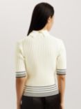 Ted Baker Morliee Puff Sleeve Knitted Top, Ivory/Black, Ivory/Black