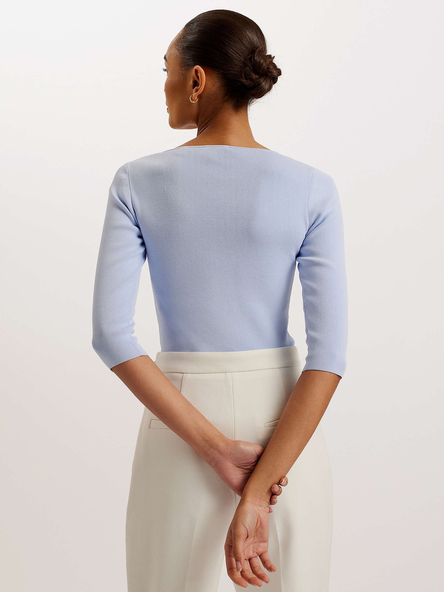 Buy Ted Baker Vallryy Square Neck Fitted Knit Top, Light Blue Online at johnlewis.com
