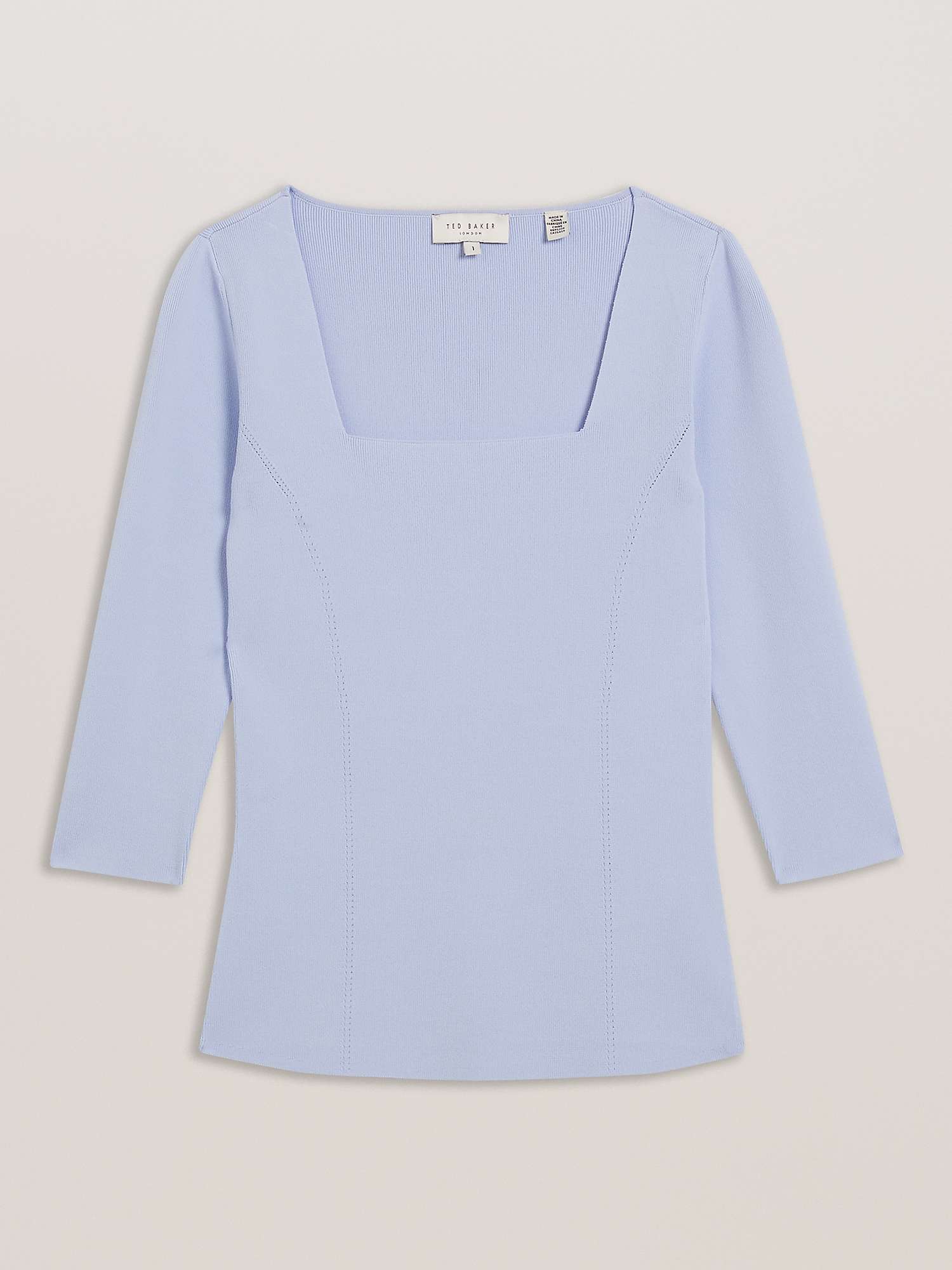 Buy Ted Baker Vallryy Square Neck Fitted Knit Top, Light Blue Online at johnlewis.com