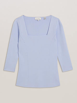 Ted Baker Vallryy Square Neck Fitted Knit Top, Light Blue