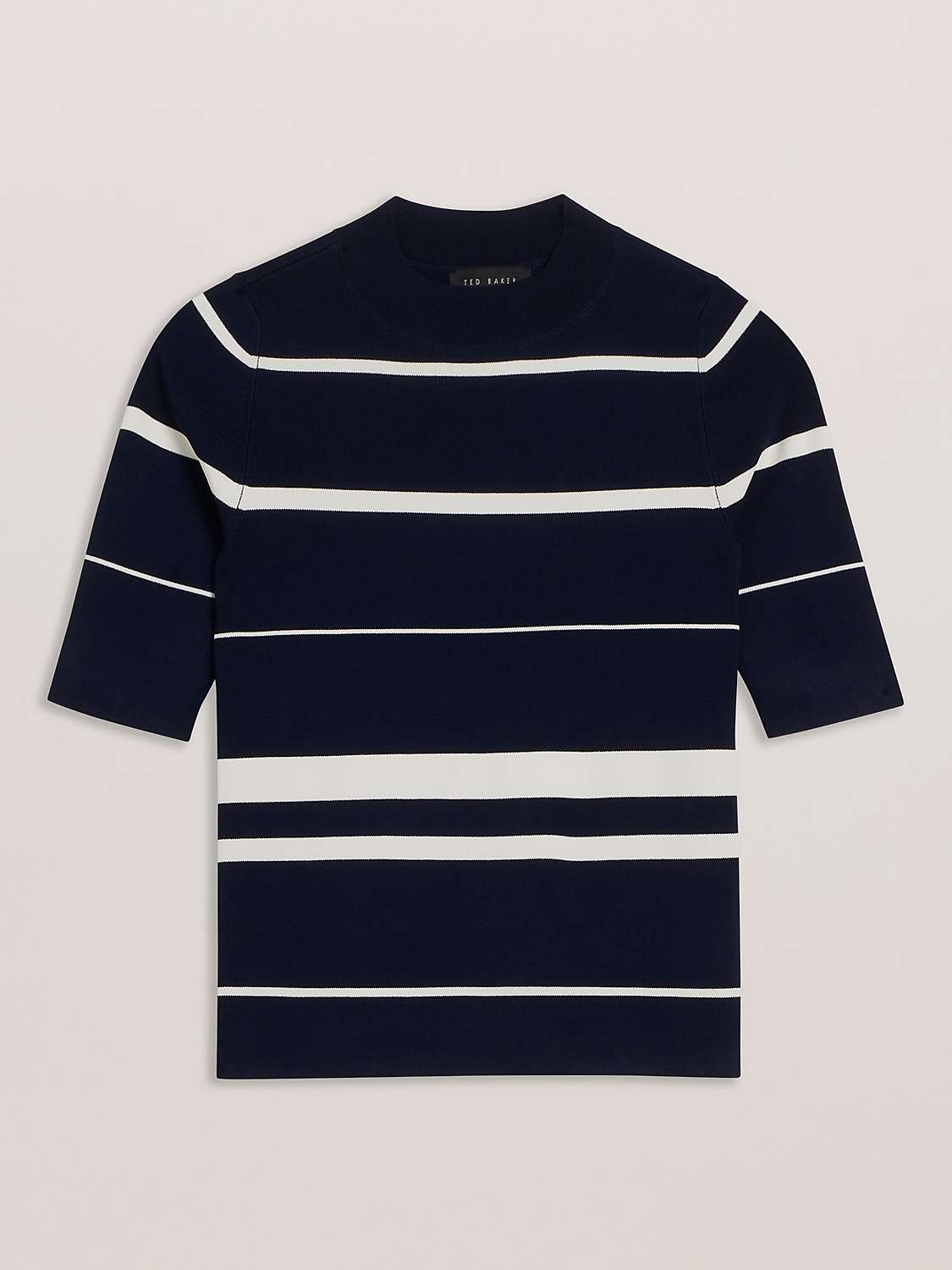 Buy Ted Baker Makarin Striped Rib Knit Top, Navy/Ivory Online at johnlewis.com