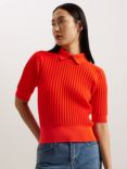 Ted Baker Morliee Textured Knit Top, Red, Red