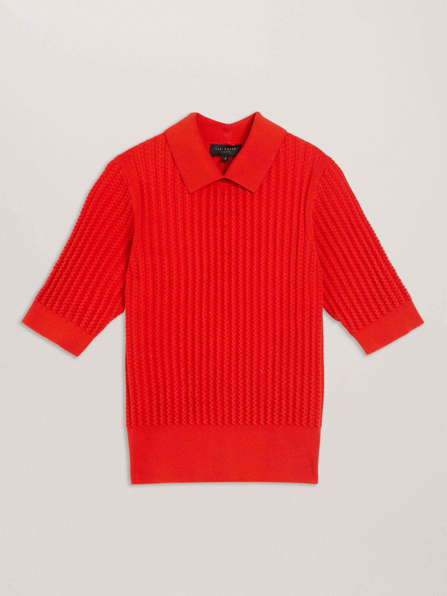 Buy Ted Baker Morliee Textured Knit Top, Red Online at johnlewis.com