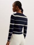 Ted Baker Eloriaa Striped Fitted Cardigan, Navy/Ivory, Navy/Ivory