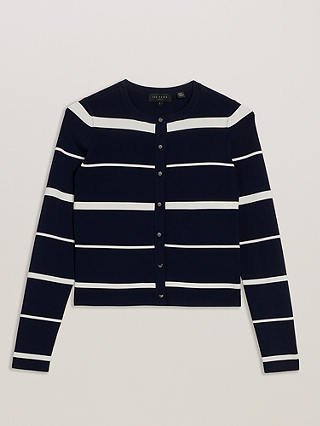 Ted Baker Eloriaa Striped Fitted Cardigan, Navy/Ivory