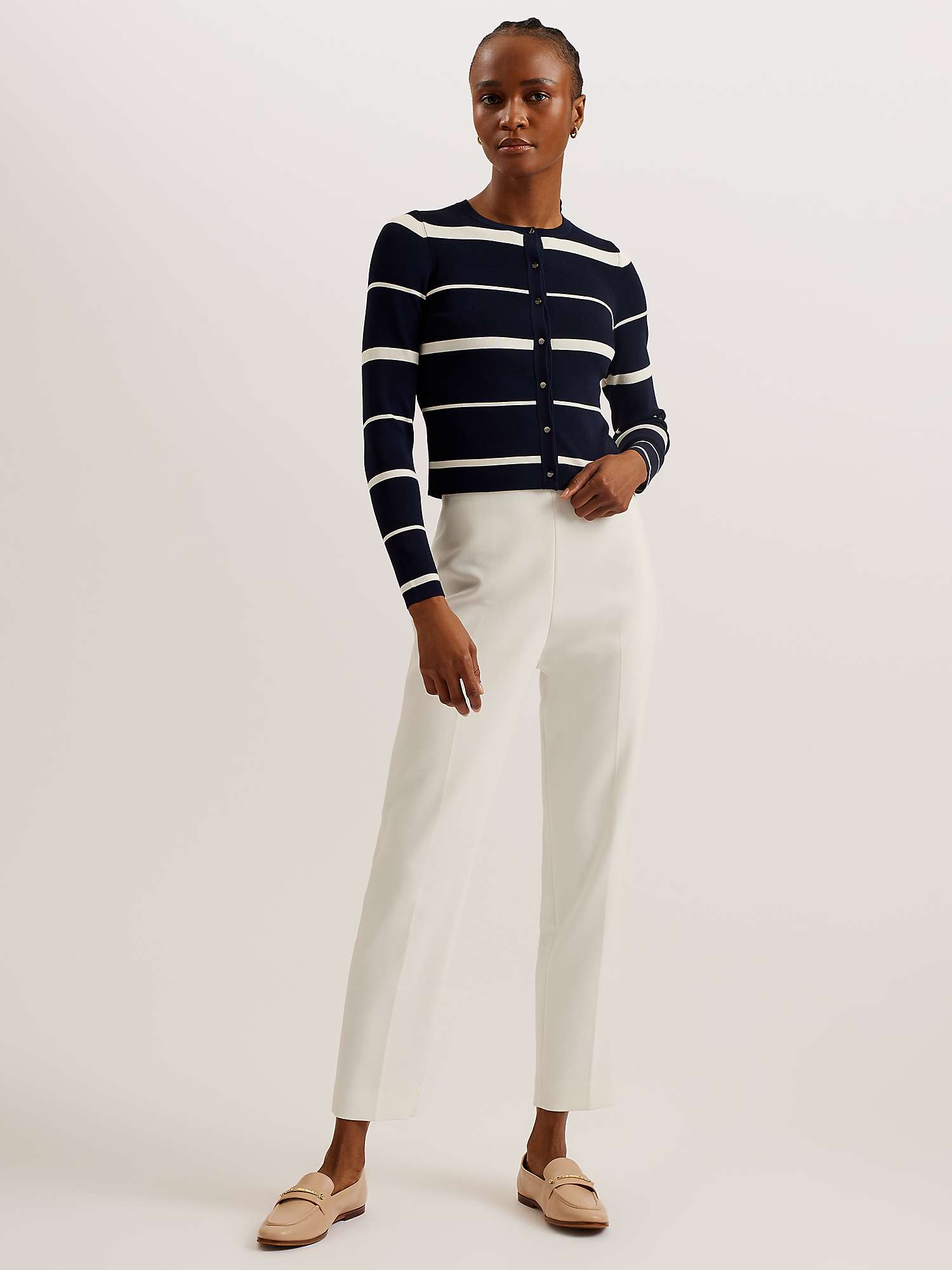 Buy Ted Baker Eloriaa Striped Fitted Cardigan, Navy/Ivory Online at johnlewis.com