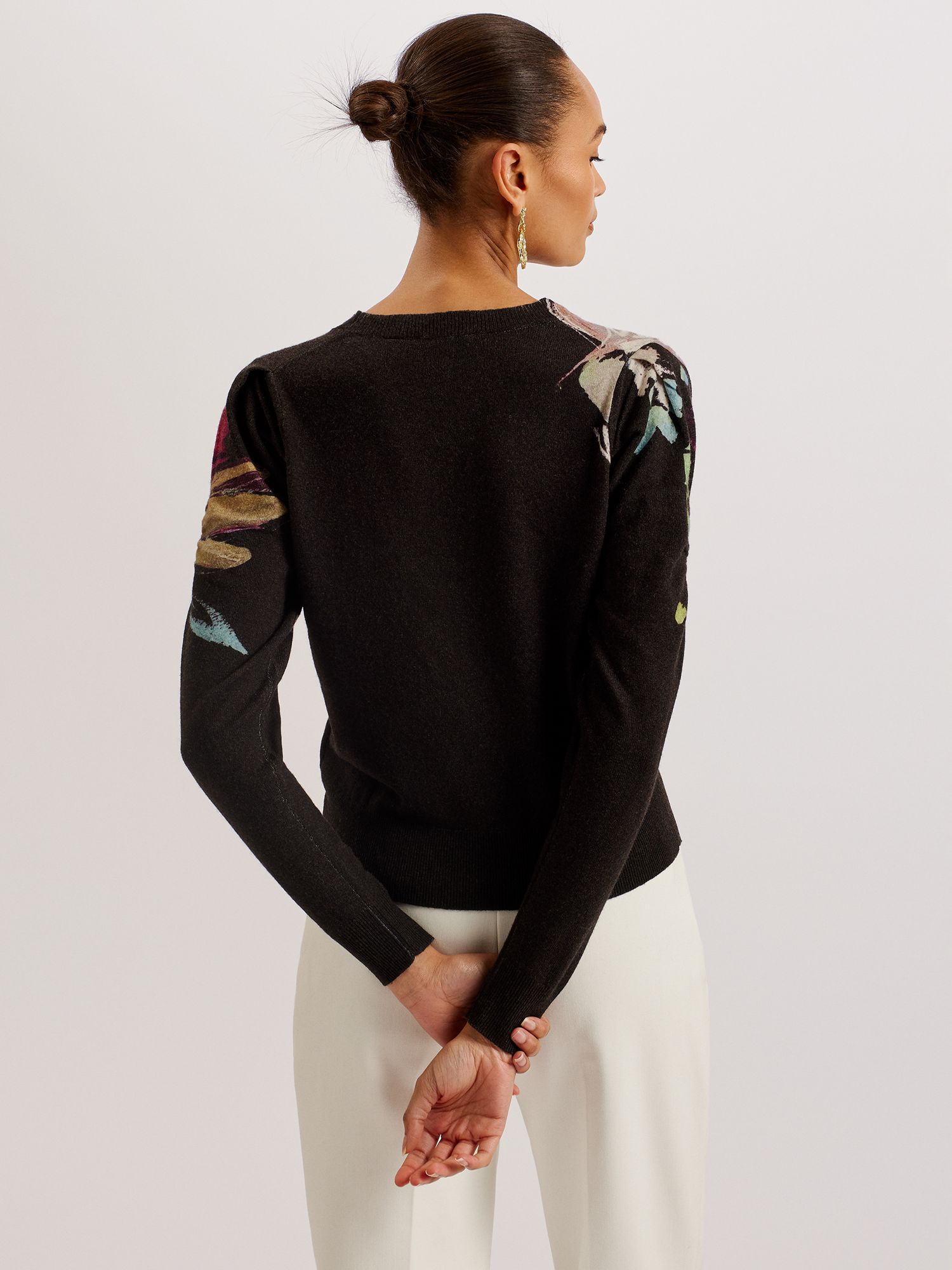 Buy Ted Baker Magarit Wool and Cashmere Blend Floral Jumper, Black/Multi Online at johnlewis.com