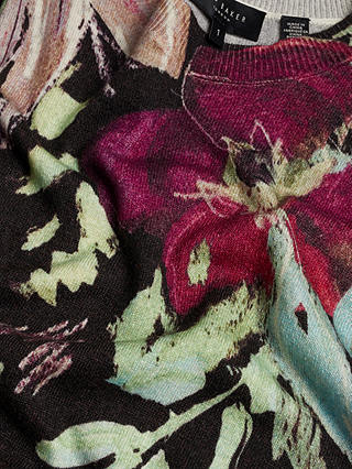 Ted Baker Magarit Wool and Cashmere Blend Floral Jumper, Black/Multi