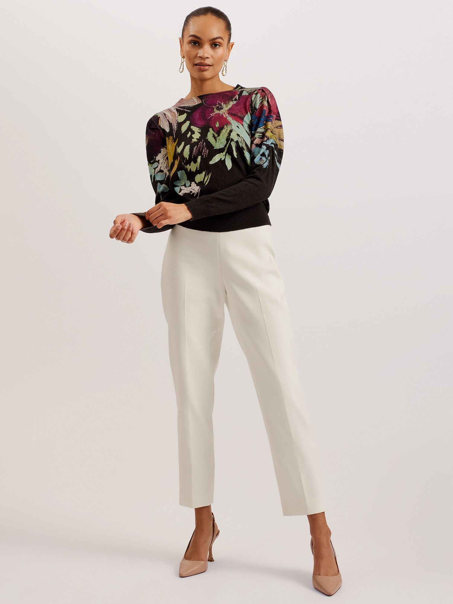 Buy Ted Baker Magarit Wool and Cashmere Blend Floral Jumper, Black/Multi Online at johnlewis.com