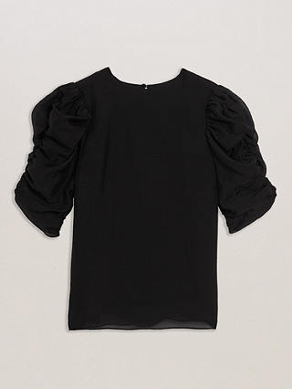 Ted Baker Sachiko Ruched Puff Sleeve Organza Top, Black