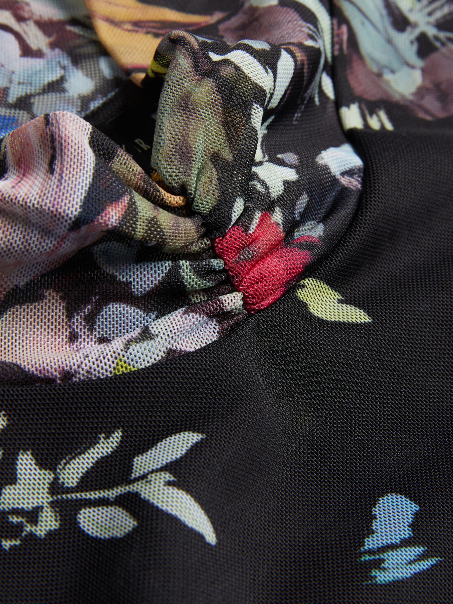 Ted Baker Amandha Floral Print Mesh Top, Black/Multi at John Lewis ...