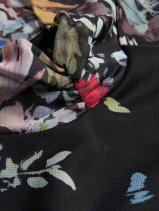 Ted Baker Amandha Floral Print Mesh Top, Black/Multi