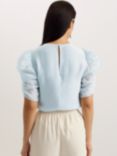 Ted Baker Sachiko Ruched Puff Sleeve Organza Top, Light Blue