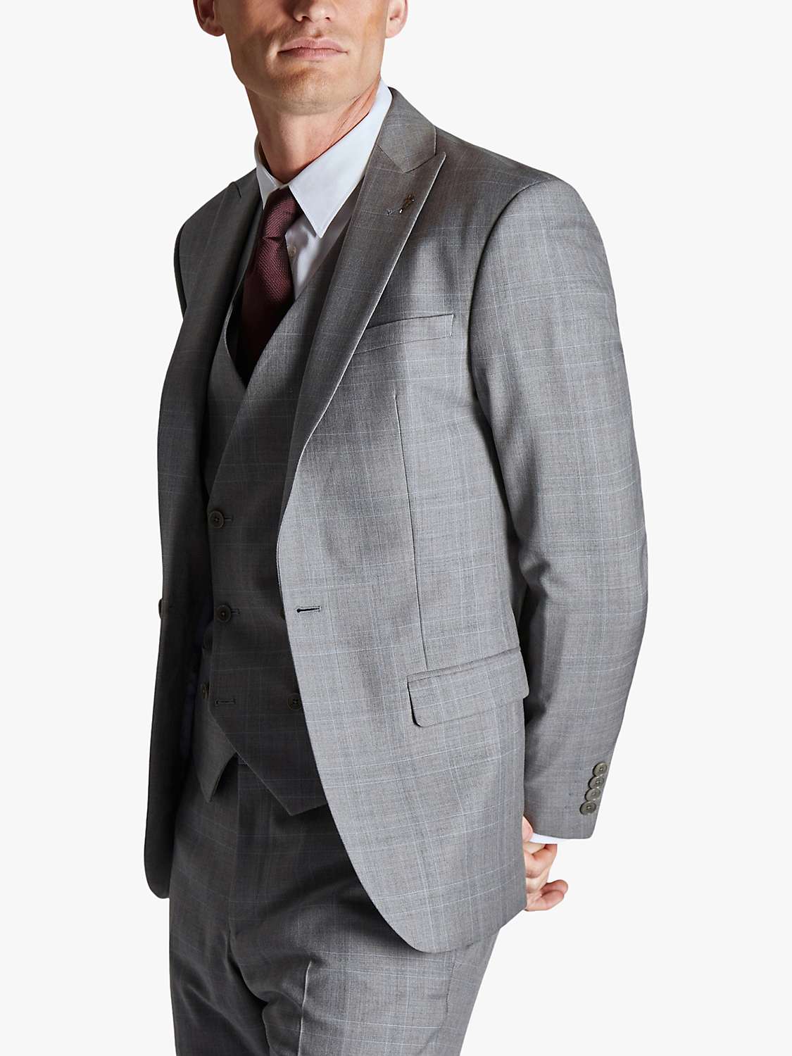 Buy Ted Baker Soft Check Wool Blend Slim Fit Jacket, Grey Online at johnlewis.com