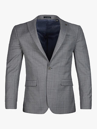 Ted Baker Soft Check Wool Blend Slim Fit Jacket, Grey
