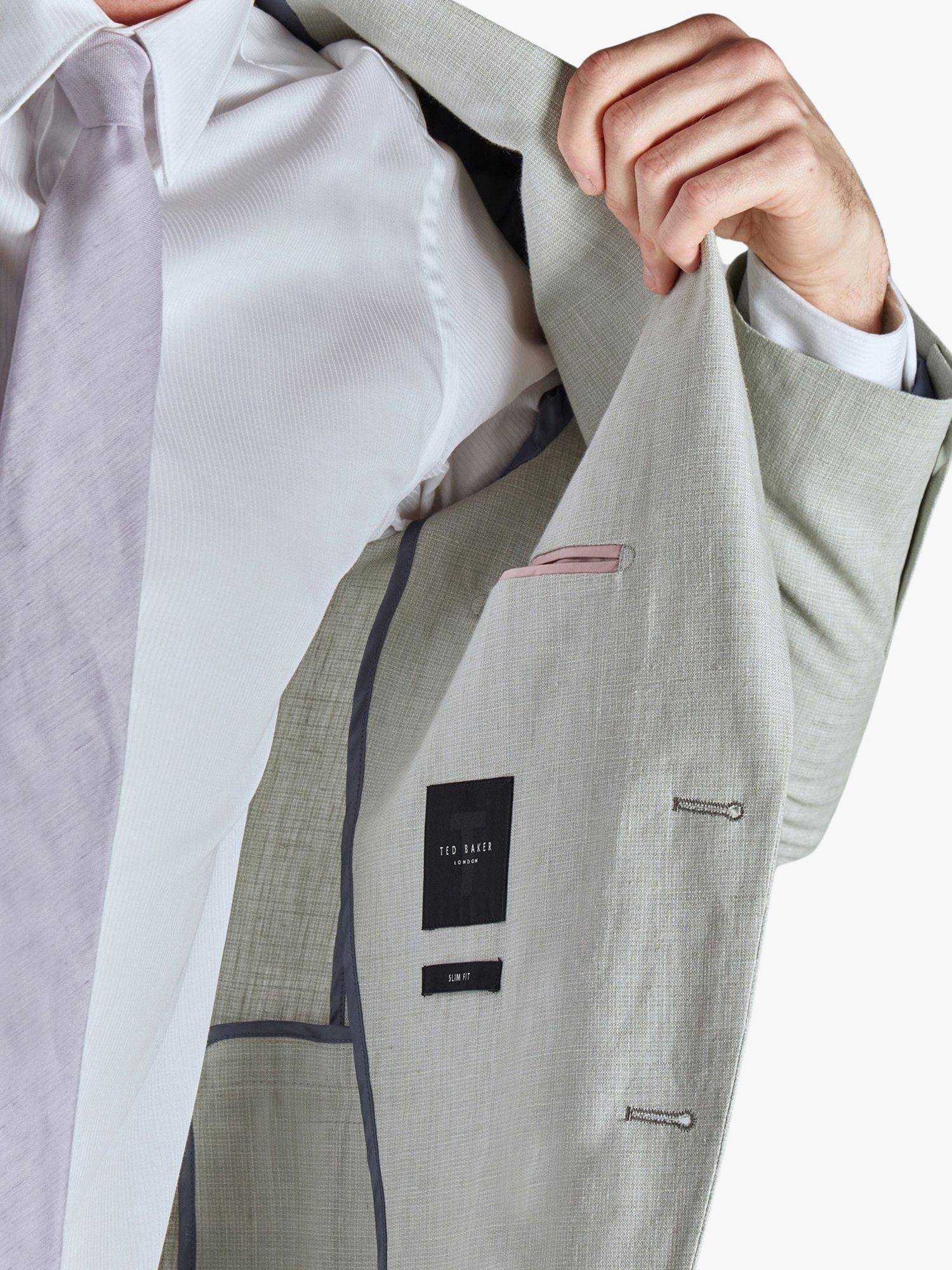 Buy Ted Baker Leo Linen Slim Fit Suit Jacket, Pistachio Online at johnlewis.com