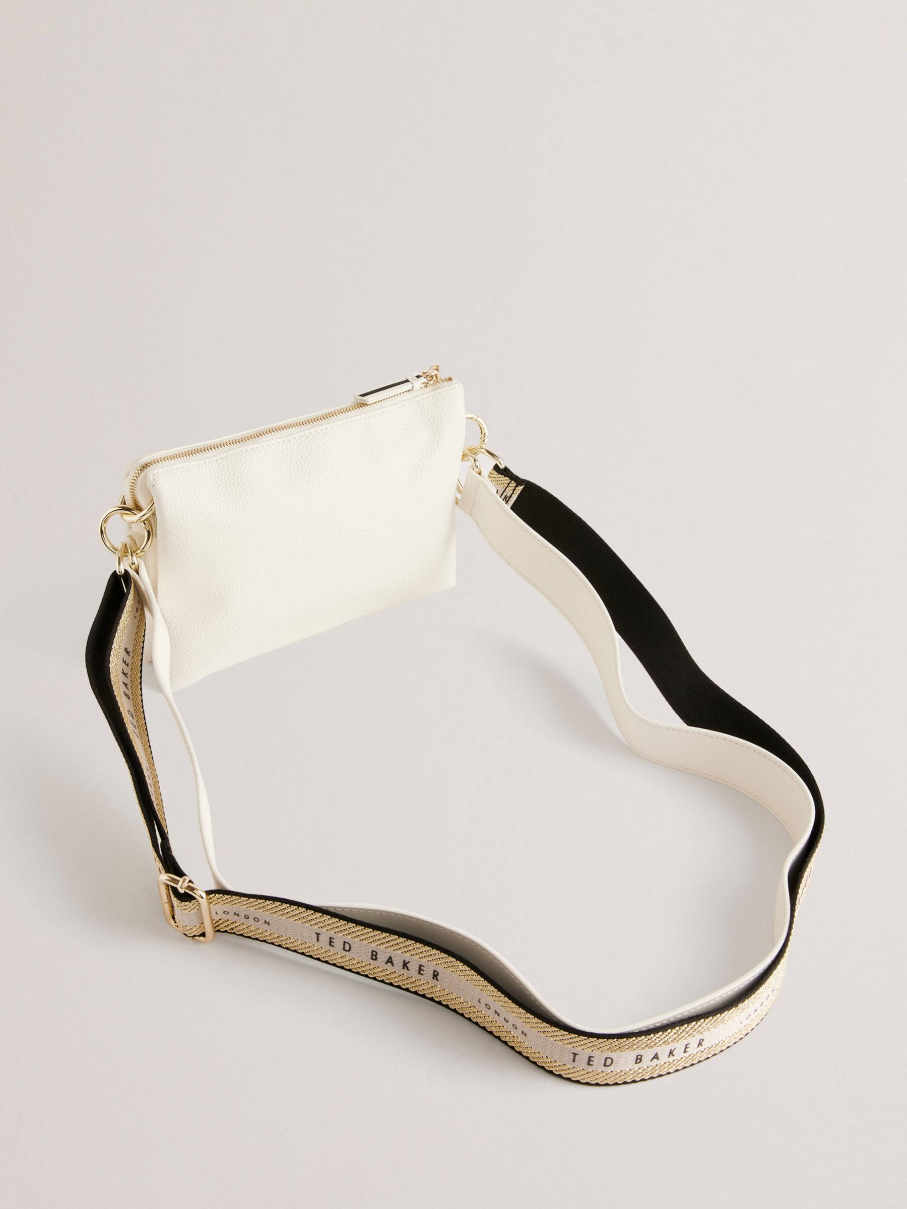 Ted Baker Delphia Branded Webbing Cross Body Bag, White, One Size