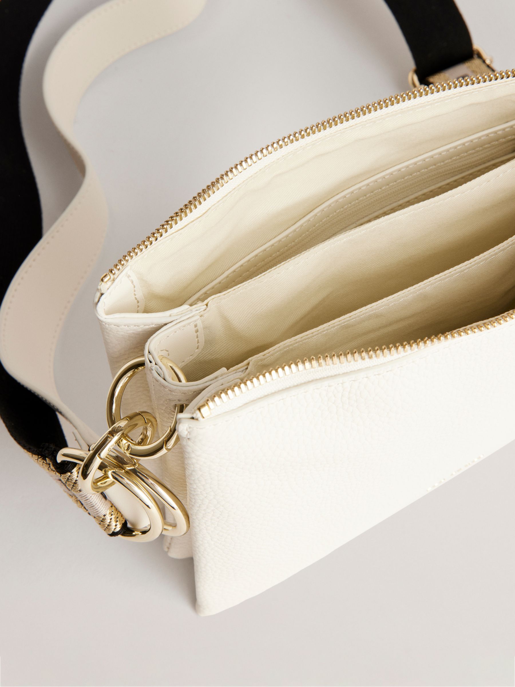 Ted Baker Delphia Branded Webbing Cross Body Bag, White, One Size