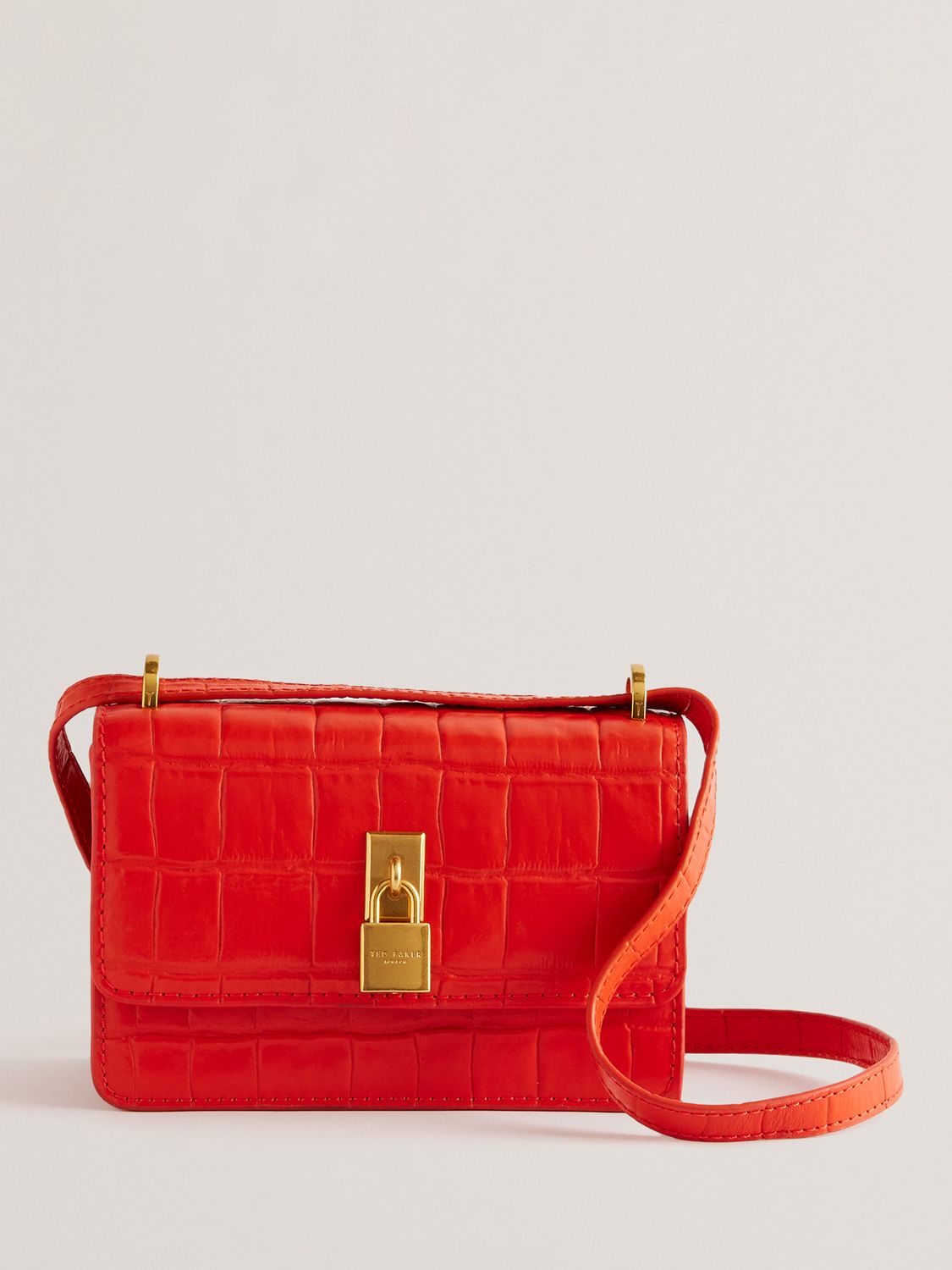 Ted Baker Ssloane Croc Effect Leather Cross Bosy Bag, Bright Red, One Size