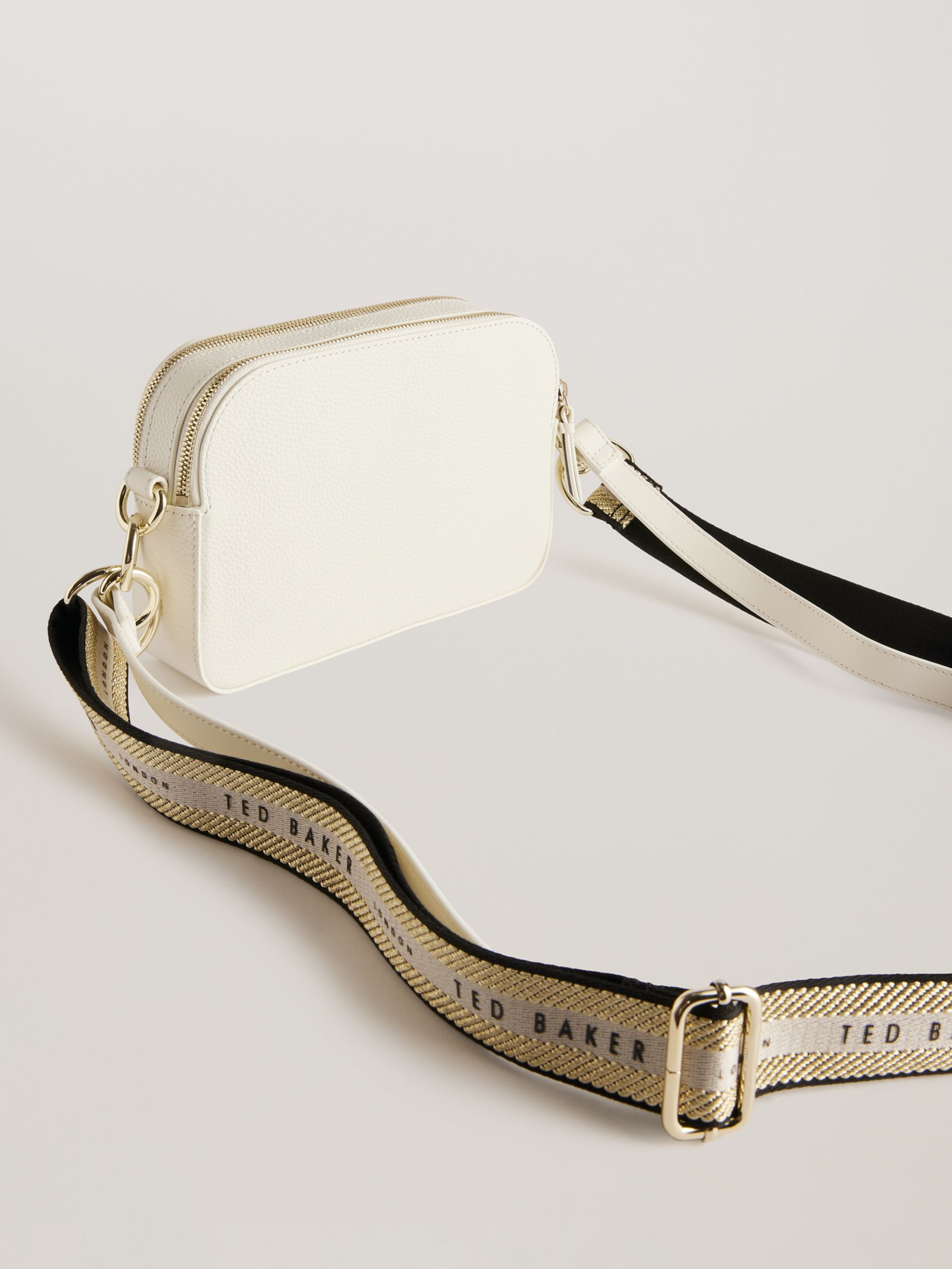Ted Baker Dailiah Branded Webbing Leather Camera Bag, White White, Stnd