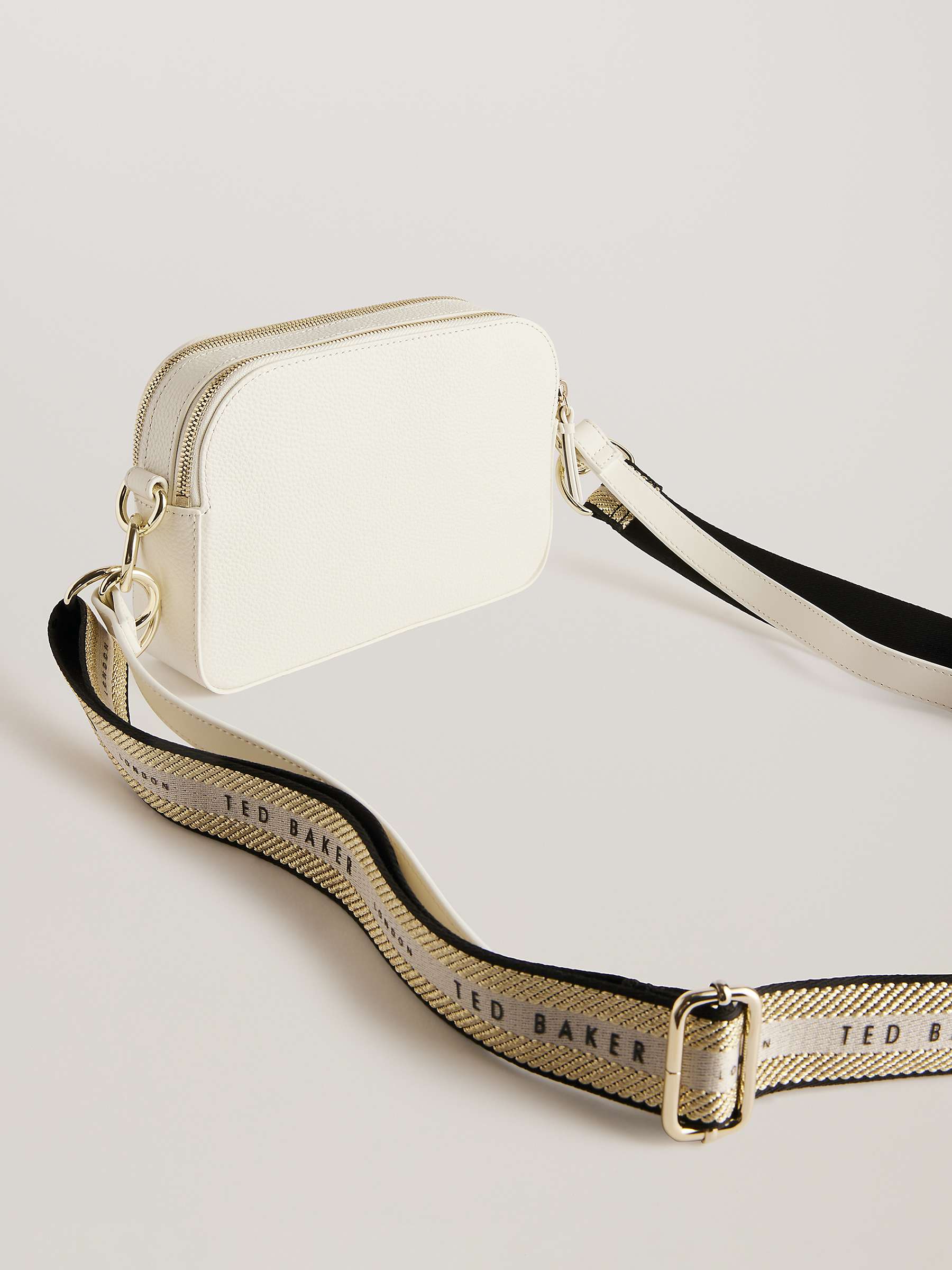 Buy Ted Baker Dailiah Branded Webbing Leather Camera Bag, White Online at johnlewis.com