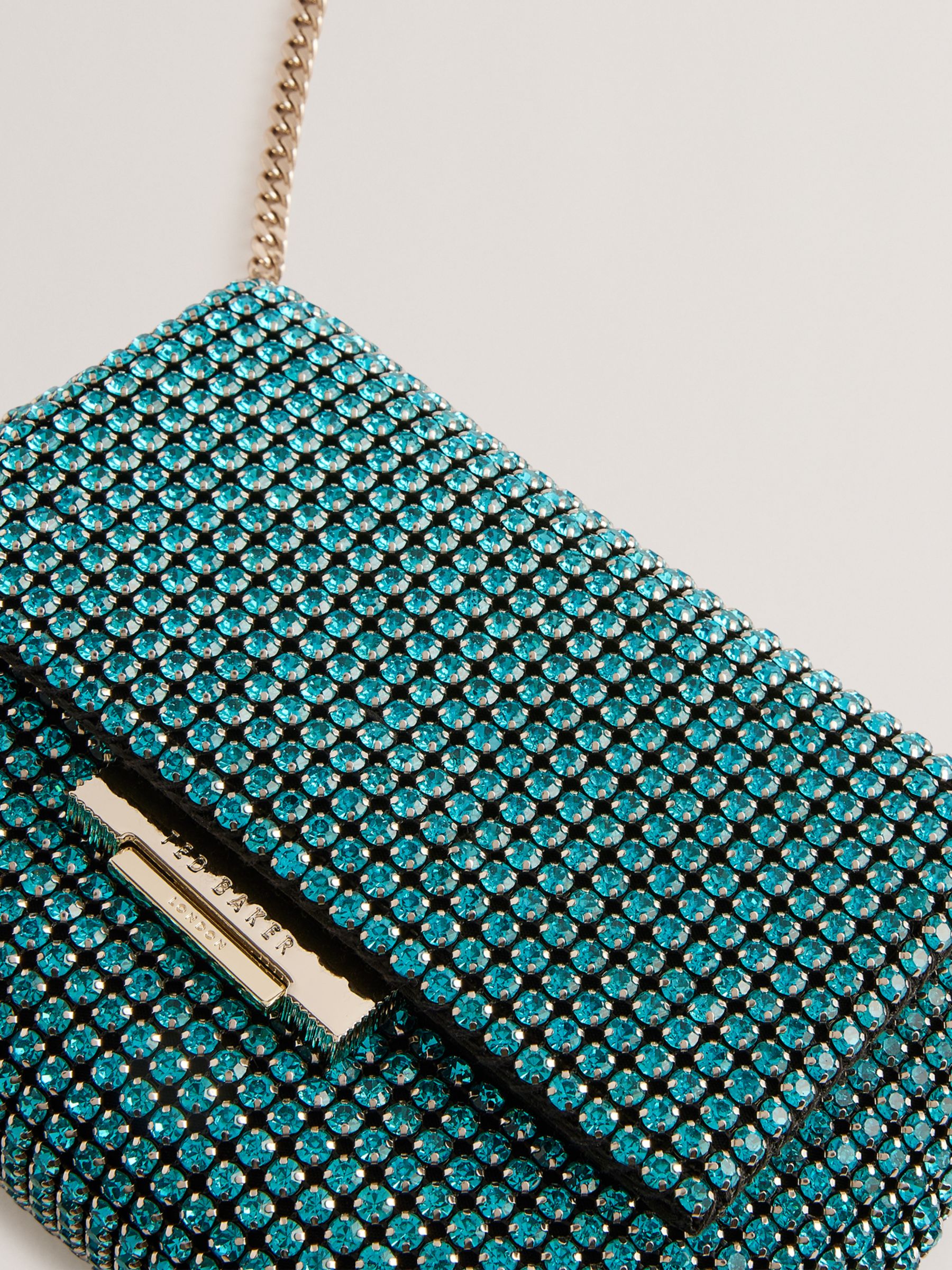 Ted Baker Gliters Crystal Embellished Clutch Bag, Blue, One Size