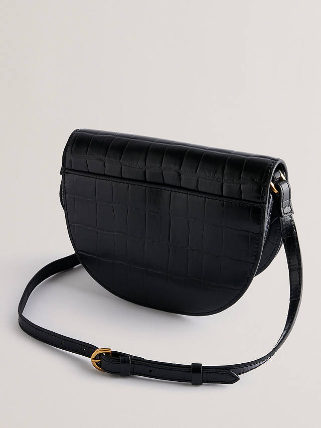 Ted Baker Sohho Croc Effect Leather Saddle Bag, Black
