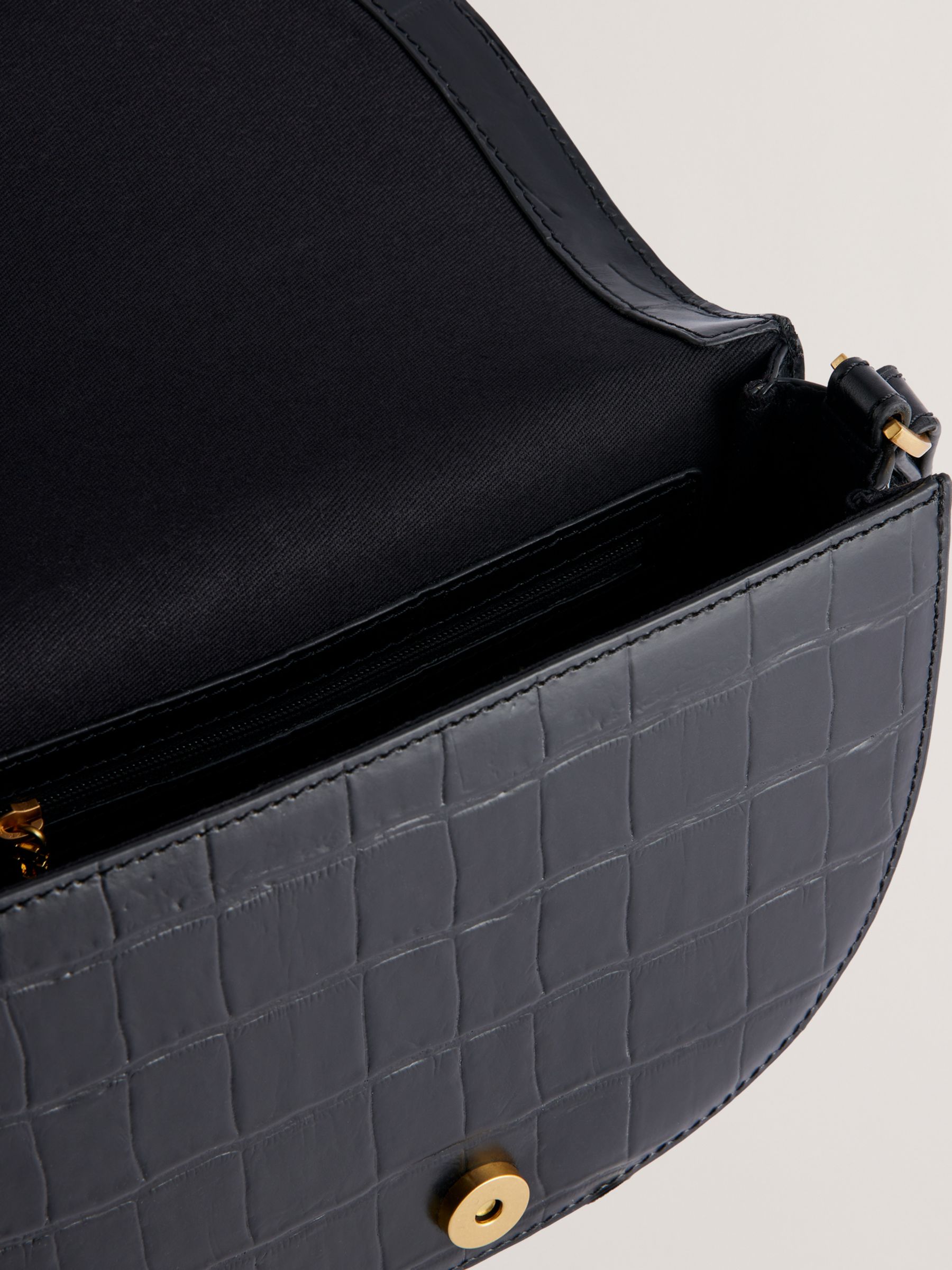 Ted Baker Sohho Croc Effect Leather Saddle Bag, Black, One Size