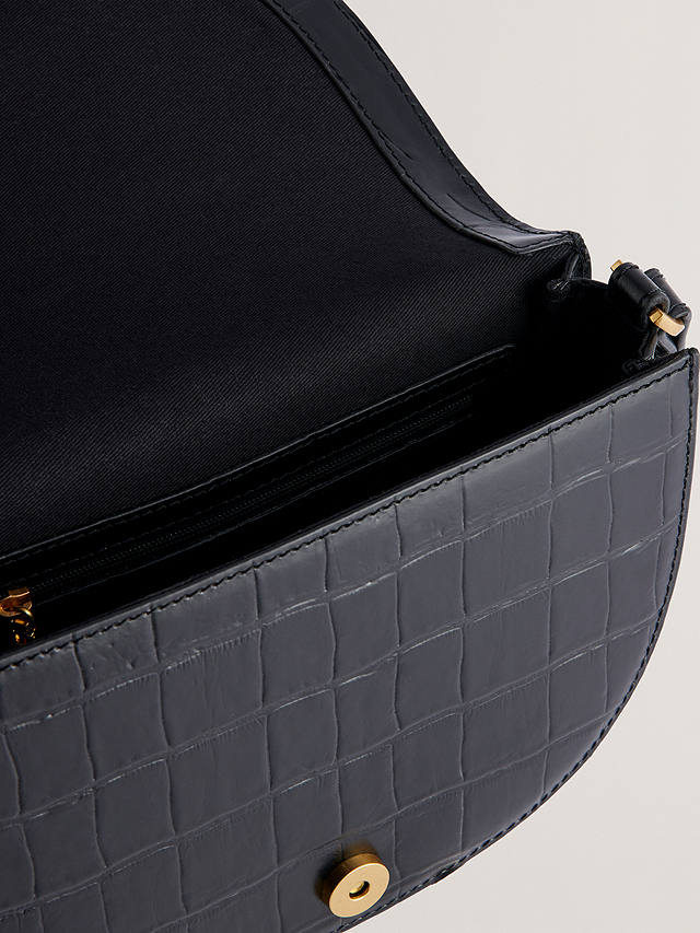 Ted Baker Sohho Croc Effect Leather Saddle Bag, Black