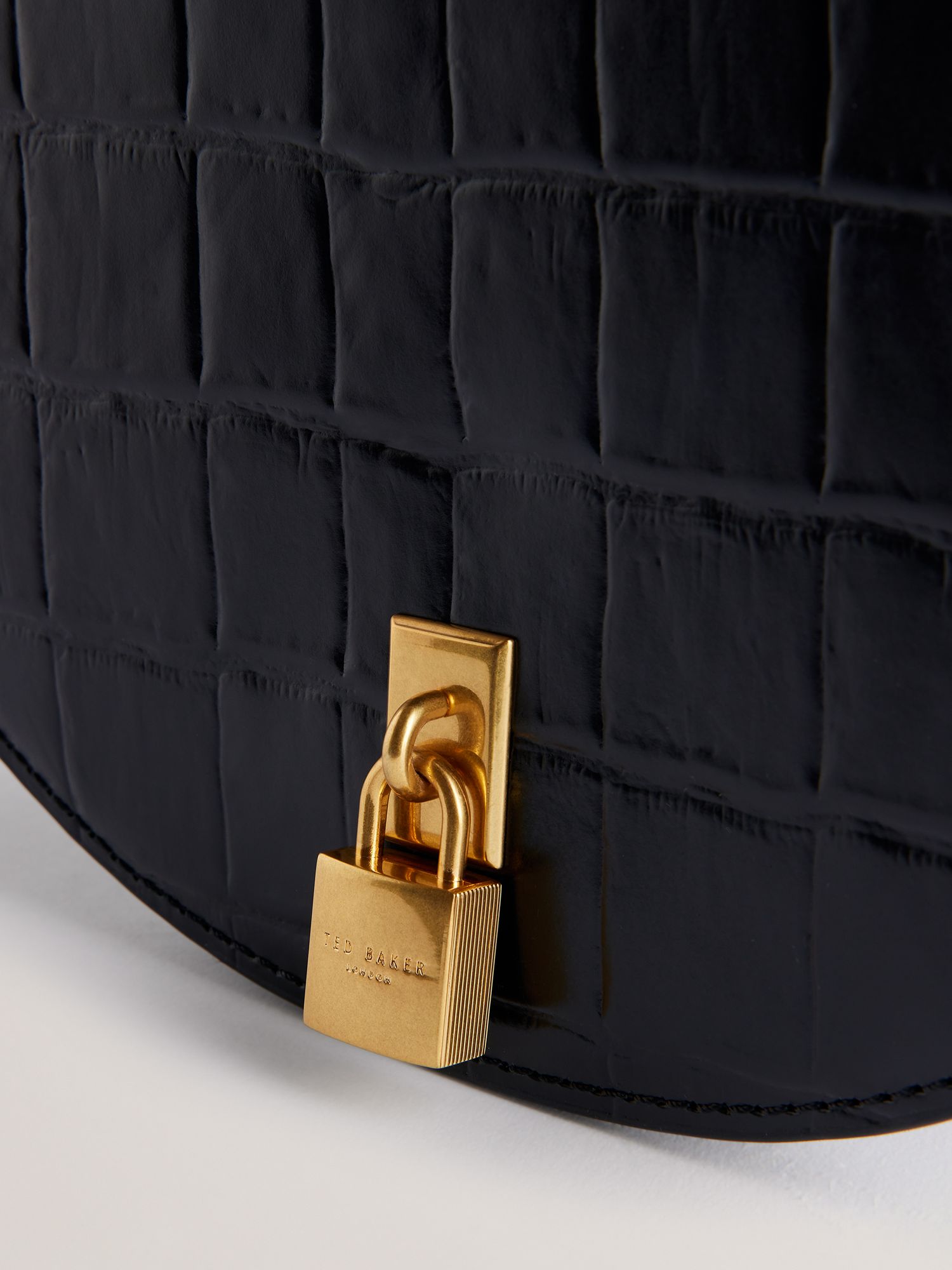 Ted Baker Sohho Croc Effect Leather Saddle Bag, Black, One Size