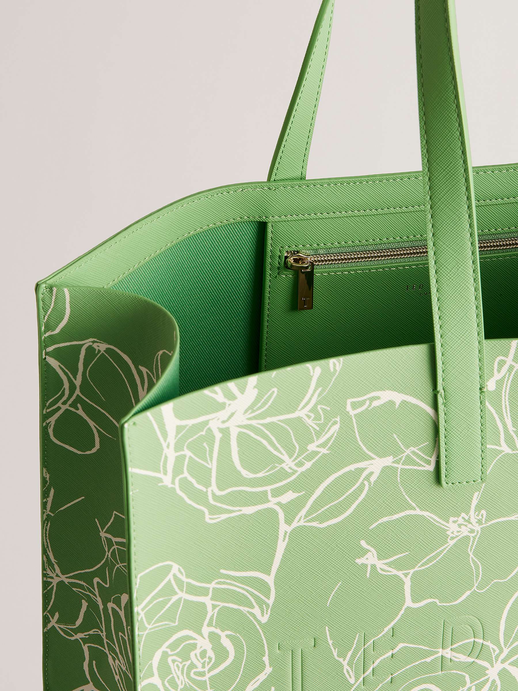 Buy Ted Baker Linacon Linear Floral East West Icon Bag, Green/Ivory Online at johnlewis.com