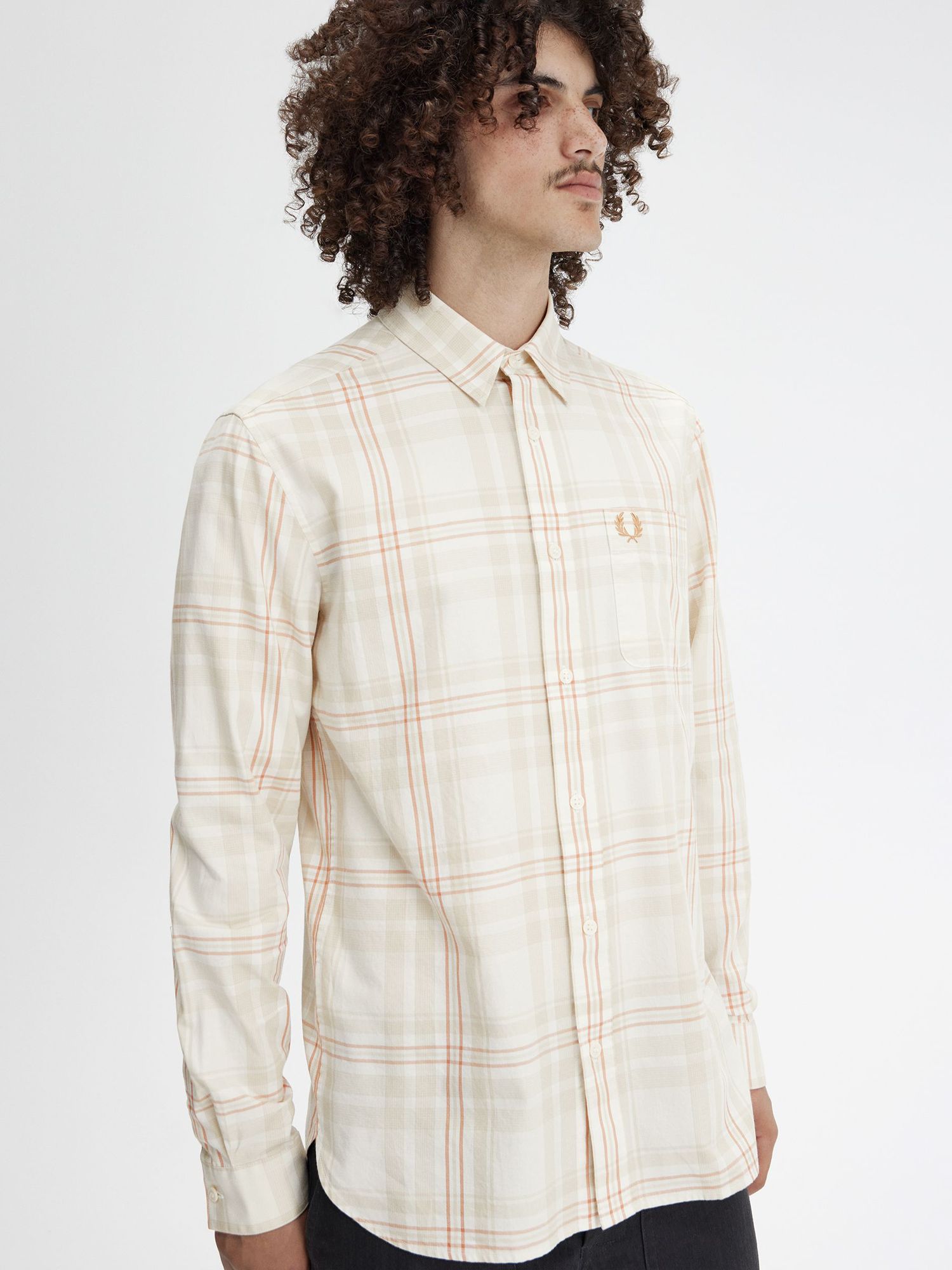 Buy Fred Perry Tartan Twill Long Sleeve Shirt, Ecru Online at johnlewis.com