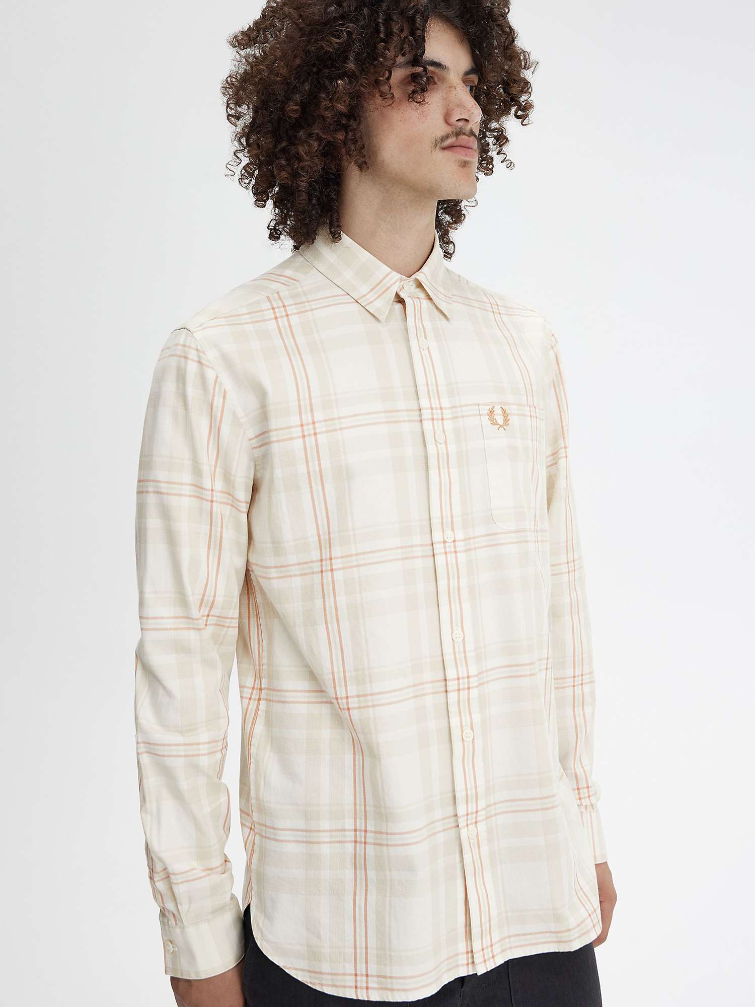 Buy Fred Perry Tartan Twill Long Sleeve Shirt, Ecru Online at johnlewis.com