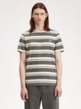Fred Perry Yarn Dye Stripe T-Shirt, Fieldgreen/Oatmeal, Fieldgreen/Oatmeal