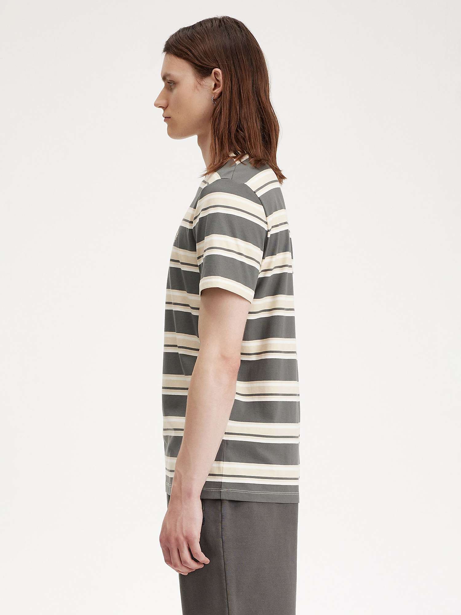 Buy Fred Perry Yarn Dye Stripe T-Shirt, Fieldgreen/Oatmeal Online at johnlewis.com