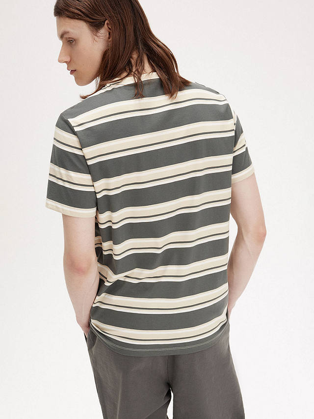 Fred Perry Yarn Dye Stripe T-Shirt, Fieldgreen/Oatmeal