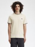 Fred Perry Twin Tipped T-Shirt, Oatmeal/Ecru/Blk