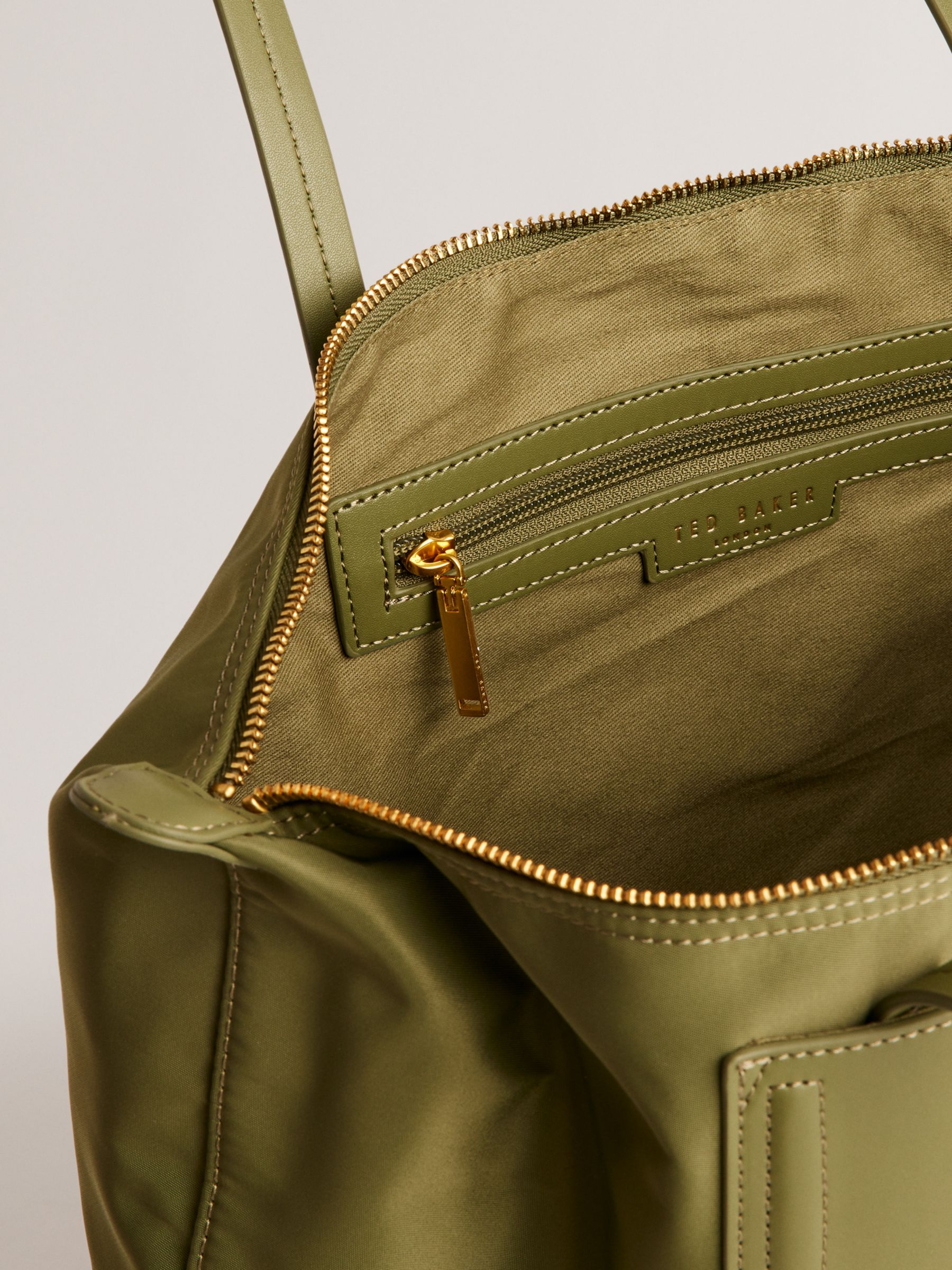 Ted Baker Voyaage Zip Top Tote Bag, Dark Green, One Size